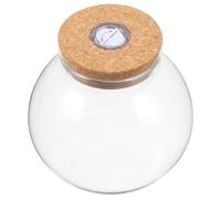 POPETPOP Bocal Hydroponique en Verre Couvercle en Liège et Éclairage LED Intégré, Vase Transparent pour Propagation de Plantes, Aquarium Poisson Betta, Décoration Intérieure et Bureaux
