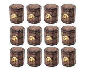 POPETPOP Boîte à Bonbons Hexagonale en Papier Imitation Bois Grainé Coffret Pliable 20 Pièces à Motif Pièces Mini Coffre à Trésors Vintage pour Décoration Fête Pirate et Jeu Halloween