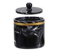 POPETPOP Boîte à Cotons-tiges Marbrée avec Couvercle Organisateur de Rangement Stable pour Salle de Bain Bureau et Maison Capacité Noir Encre