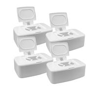 POPETPOP Boîte à Lingettes Plastique Blanche 4 Pcs pour Bébé Porte-lingettes Carré Multifonction Salon Chambre Salle de Bain Rangement Pratique