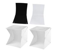 POPETPOP Boîte à Lumière Photo Portable LED 30 CM avec 2 Barres Lumineuses Fonds Noir et Blanc Kit pour Photographie de Bijoux et Petits Objets Tente Lumineuse Studio Photo