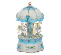 POPETPOP Boîte à Musique Carrousel Chevaux Lumineux LED Vintage Rotative Bureau Décoration Cadeau Fille