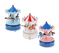 POPETPOP Boîte à Musique Décorative Carrousel en Bois Blanc, sans Pile, Ambiance Chaleureuse et Romantique, Présent pour Noël ou Mariage la Maison