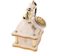 POPETPOP Boîte à Musique Téléphone Vintage en ABS Blanc Modèle Rétro à Cadran Ancien Ornement Décoratif pour Meuble Étagère ou Entrée Figurine Musicale Classique Présent Nostalgique