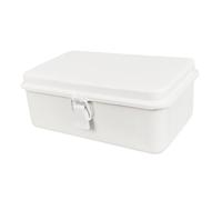 POPETPOP Boîte à Outils en Métal Verrouillable Vintage, Fermoir Sécurisé, Conteneur Multifonction pour Bureau Et Atelier, Petit Porte-Ruban Blanc, Rangement Pratique, Usage Quotidien