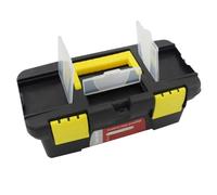 POPETPOP Boîte à Outils Multifonction en Plastique PP Noir Ouverture Flexible et Poignée Confortable, Mallette de Rangement Bac Amovible pour Usage Domestique