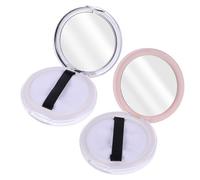 POPETPOP Boîte à Poudre Cosmétique Vide 2 Pièces 5 G Ultra-fine Houppette Argenté et Rose pour Maquillage Femme Voyage Usage Quotidien