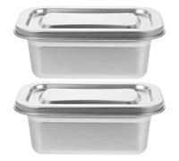 POPETPOP Boîte de Congélation en Acier Inoxydable 2pcs pour Crème Glacée Maison, Grand Récipient Solide Couvercle Hermétique, pour Stockage Congélateur en Famille