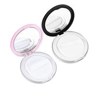 POPETPOP Boîte de Maquillage Portable 2 Sets pour Femme avec Récipient pour Houppette en Coton et Miroir, Organiseur Pratique pour Éponge à Maquillage à Usage Familial et Voyage