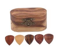 POPETPOP Boîte de Médiators Bois avec Picks Mélangés Étui de Rangement Portable pour Guitare Ukulélé et Basse Protection Antichoc et Design Pratique pour Musiciens