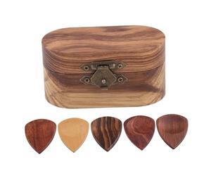 POPETPOP Boîte de Médiators Bois avec Picks Mélangés Étui de Rangement Portable pour Guitare Ukulélé et Basse Protection Antichoc et Design Pratique pour Musiciens