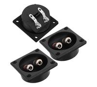 POPETPOP Boîte de Raccordement de Câbles pour Haut-Parleur Structure Carrée Ronde Trou Central 49mm 3 Pièces Bornier Audio Subwoofer, Abs et Métal, Entraxe 45mm pour Home Cinéma
