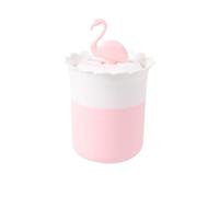 POPETPOP Boîte de Rangement Couvercle pour Cotons-tiges Flamant Rose Ronde | ABS Blanc, Style Cartoon Créatif, pour Salle de Bain et Chambre, Usage Maquillage
