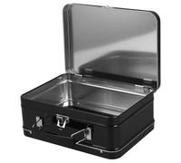 POPETPOP Boîte de Rangement en Fer-Blanc avec Poignée et Serrure Petite Boîte à Souvenirs 75 MM de Hauteur Style Rétro Couvercle Charnière pour Biscuits Cartes à Jouer Bijoux -