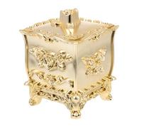 POPETPOP Boîte de Rangement et Éponges à Maquillage Sculptée, Petit Format, Solide, Couvercle Anti-poussière, pour Salle de Bain et Organisation Cosmétique, Design Floral Doré