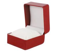 POPETPOP Boîte De Rangement Montre en Cuir PU Rouge Foncé, Étui Unique à Compartiment, Coffret De Voyage Compact pour Montres Homme Femme, Format Carré Aux Coins Arrondis, Design Velours Doux