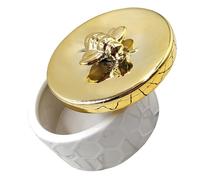 POPETPOP Boîte de Rangement pour Bijoux en Céramique Grosse Taille avec Couvercle Abeille Dorée Boîte Décorative Nordique pour Boucles d'Oreilles Colliers Bracelets Accessoire de