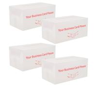 POPETPOP Boîte de Rangement pour Cartes de Visite et Gain de Place en Plastique Transparent 4 Pièces , Support D'exposition Moderne pour Salons Professionnels et Bureaux