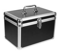 POPETPOP Boîte de Rangement pour Maquillage Grosse Taille en Métal Noir avec Verrouillage Sécurisé, Organisateur Cosmétique Polyvalent pour Salle de Bain et Voyage, Contenant de Maquillage