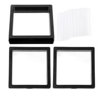 POPETPOP Boîte de Rangement pour Outils de Nail Art 13 Pièces Boîte à Ongles en Acrylique Noire 9X9 CM avec 10 Bandes de Présentation Acryliques Organisateur Transparent pour Faux