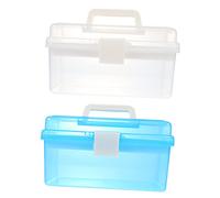 POPETPOP Boîte De Rangement Pour Outils Polyvalente Transparente, Lot De 2 Petites Boîtes Portables, Pour Matériel Artistique Et Manucure, Utilisation Voyage Et Papeterie