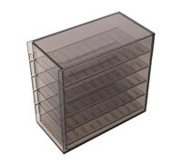 POPETPOP Boîte de Rangement Transparente en Acrylique pour Faux Cils 5 Compartiments Empilables, Organisateur D'accessoires pour Extensions de Cils, Support Portable Noir pour Maquillage