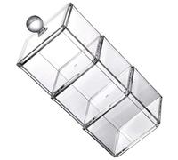 POPETPOP Boîte de Rangement Transparente pour Cotons à Maquillage, Porte-Cotons-tiges Rectangulaire 9,2 X 9,2 X 23 Cm, Matériau Acrylique, Couvercle Amovible, pour Salle de Bain