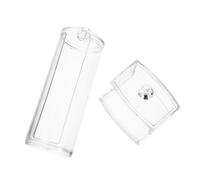 POPETPOP Boîte de Rangement Transparente pour Cotons, Lot de 2 Pièces, Solide, Couvercle Anti-poussière, pour Organisation Maquillage et Salle de Bain