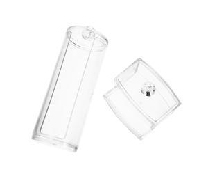 POPETPOP Boîte de Rangement Transparente pour Cotons, Lot de 2 Pièces, Solide, Couvercle Anti-poussière, pour Organisation Maquillage et Salle de Bain