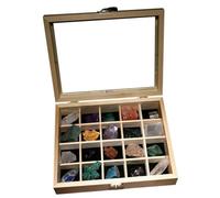 POPETPOP Boîte en Bois pour Fabriquer Pendentifs 20 Spécimens de Pierre Minérale Naturelle Minéraux Cristaux pour Décoration Bijou et Matériel Artisanal