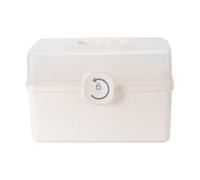 POPETPOP Boîte Portable pour Médicaments en Plastique Blanc avec Poignée, Grande Capacité et Compartiments, Organisateur de Rangement Maison Urgences