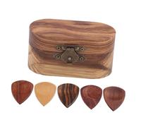 POPETPOP Boîte Rangement Bois pour Médiators de Guitare avec Médiators Bois Mixte Coffret Protection et Organisation pour Accessoires de Guitare Acoustique et Électrique Compact et