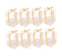 POPETPOP Boîte Transparente PVC avec Base et Ruban Boîte Cadeau Carrée Réutilisable pour Rangement Pâtisserie Cupcakes et Décor Floral Couleur