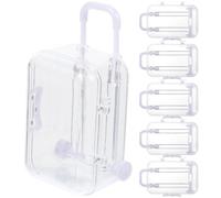 POPETPOP Boîtes à Dragées Forme Mini Valise Lot de 6 Pratique et Transparentes en Ps Blanc pour Anniversaires et Fêtes D'anniversaire