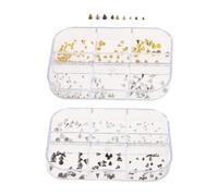 POPETPOP Boîtes de 2 Sets de Breloques Punk pour Nail Art Clous Coniques en Métal Noir Décorations D’Ongles Grunge Accessoires Manucure pour Style Gothique et Looks Alternatifs