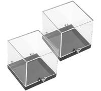 POPETPOP Boîtes de Rangement Carrées Design Créatif Chic en Plastique Légères Lot de 2 Stables Bureau pour Vitrine à Minéraux pour Maison ou Magasin