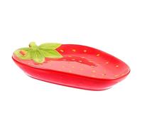 POPETPOP Bol Céramique Motif Fraise Multifonction Assiette de Service pour Fruits et Salade Plat Décoratif pour Maison et Restaurant Compatible Micro Ondes et Lave