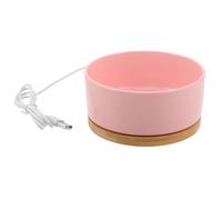 POPETPOP Bol Chauffant Électrique en Céramique pour Chats et Chiots Extérieur Hiver Gamelle Chauffante USB Taille S Rose Distributeur d'eau Antigel