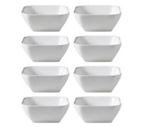 POPETPOP Bols à Trempette en Céramique 8 Pièces 8X8X3,4Cm Blanc Empilables pour Sauce Soja et Condiments Plat Carré Ménager