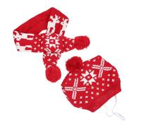 POPETPOP Bonnet et Écharpe de Noël pour Chiot Taille L, Tricot Chaud Motif Flocon et Petit Cerf, Accessoires Rouges pour Animaux de Compagnie, Fourniture Festive pour Costume Animal
