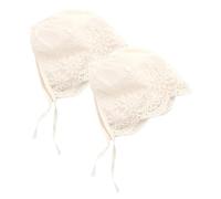 POPETPOP Bonnets en Dentelle pour Bébé Fille 2pcs, Confortables et Respirants, Vacances et Baptêmes, Chapeaux Princesse Légers et Élégants