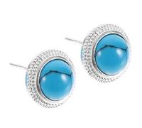 POPETPOP Boucles D’Oreilles Clous Turquoise Bleue 8 MM en Argenté Hypoallergénique Bijoux D’Oreille pour Femmes Élégantes et Résistantes à la Décoloration Usage Quotidien et Présent