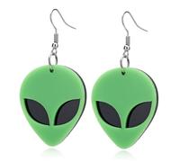 POPETPOP Boucles D’oreilles Pendantes Extraterrestres En Acrylique Vert Originales Amusantes Femme Accessoires Mode Fête Quotidien 5 Cm