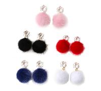 POPETPOP Boucles D’oreilles Pompon Pendantes Colorées, Boucles D’oreilles Hippie en Fausse Fourrure Douce, Légères et Assorties, pour Femme, Look Couleur Aléatoire Style Aléatoire