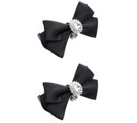 POPETPOP Boucles de Chaussures de Mariage Lot de Deux, Nœud Noir, Amovibles | Alliage de Zinc, Cristaux et Tissu, Design Détachable, Décoration Délicate pour Mariages et Réceptions