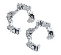 POPETPOP Boucles D'oreilles à Clip Femme Manchette Spirale en Alliage Blanc Platine sans Perçage Mode Unisexe pour Usage Quotidien et Occasions Spéciales Wave