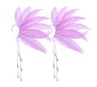 POPETPOP Boucles D'oreilles Ailes D'elfe Légères en Alliage et Plume Lavande, Confortables Perçage, pour Tenues Quotidiennes et Fêtes à Thème