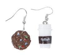 POPETPOP Boucles D'oreilles Biscuits Fantaisie en Alliage Solide, Pince à Oreille Forme Tasse de Café, Bijoux Créatifs pour Femmes, Soirée et Usage Quotidien, Légère et Confortable