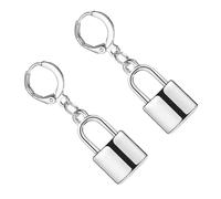 POPETPOP Boucles D'oreilles Cadenas Unisexes Punk Hip-hop, En Alliage Argenté, Résistantes Au Ternissement, Style Pendant Pour Jeunes, Usage Quotidien Et Occasions Spéciales, Taille Petite