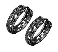 POPETPOP Boucles D'oreilles Créoles Dragon Homme Rétro Ethnique, Acier Inoxydable Noir, Bijoux Masculins pour Occasions Spéciales